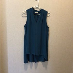 Pleione Dark Teal Blue Sleeveless Blouse
